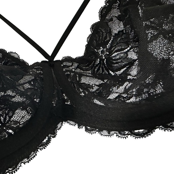 HSIA Womens Pretty In Petals Unlined Strappy Lace Bra Black Size 36 DD Black - Picture 6 of 11